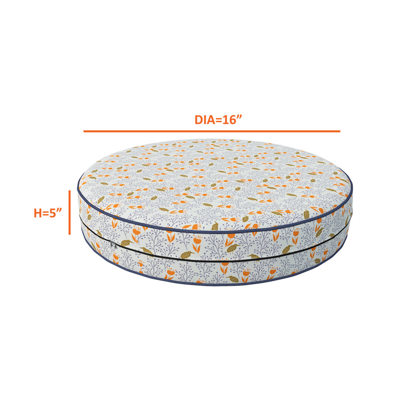 Decorative Indoor Outdoor Waterproof Round Cushion Cover, Patio Bar Stool UV Resistant Seat Cover, 5'' H x 16'' W
