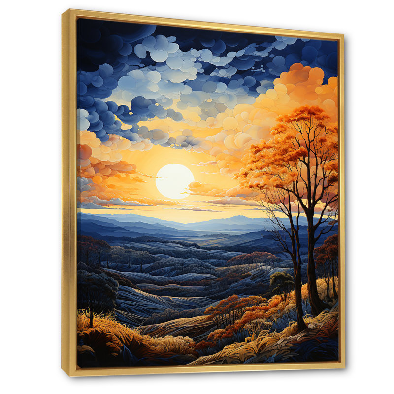 Bluford Sky of Tranquility II - reproduction, H 20 po x l 12 po x P 1 po, Cadre flottant doré
