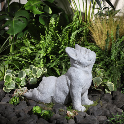Resin Gray Yoga Dog Statue