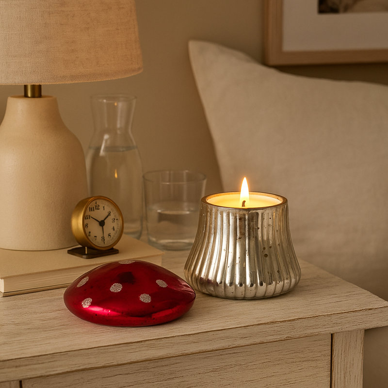 Sagebrook Home 6" 12 Oz Mushroom Candle, Pink