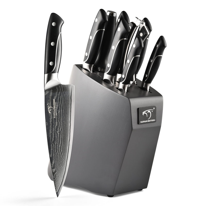 Nanfang Brothers Damascus Steel Knife Block Set