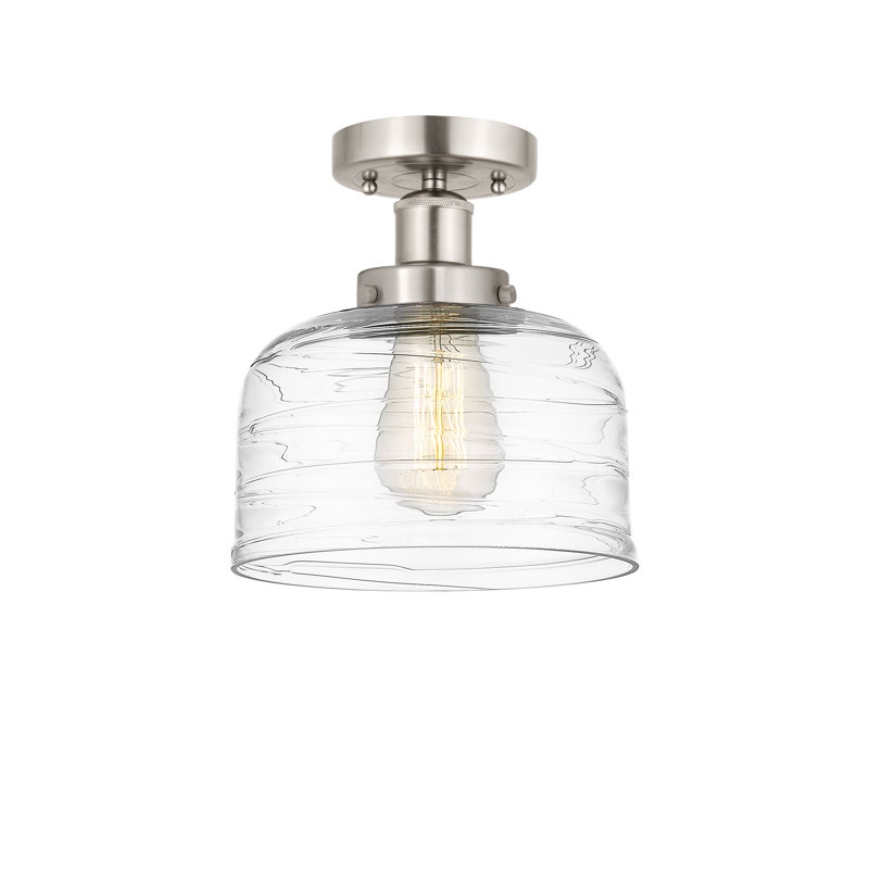 Coppell Glass Semi Flush Mount, Plated Smoke, Brushed Satin Nickel