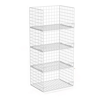 4-Tier Stackable Closet Organizers And Storage Basket, Foldable Closet Shelf Organizer System, Space-Saving Clothes Storage Drawer Organizer For Wardrobe, White