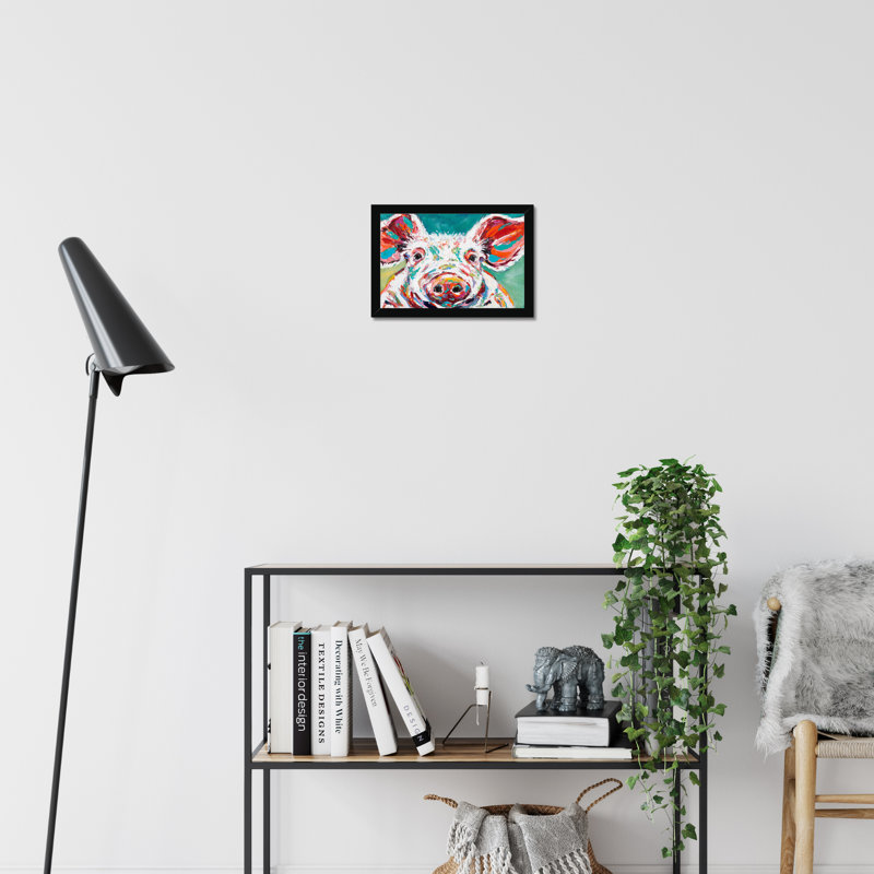 Piggy II by Carolee Vitaletti - Painting, 34cm H x 50cm W, Black Single Picture Framed Paper