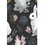 Papier peint lapin botanique foncé-1130912668