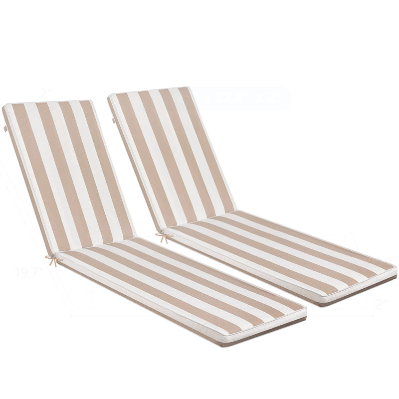 Outdoor Chaise Lounge Cushions Set for Ultimate Relaxation and Durability, Beige/White Striped