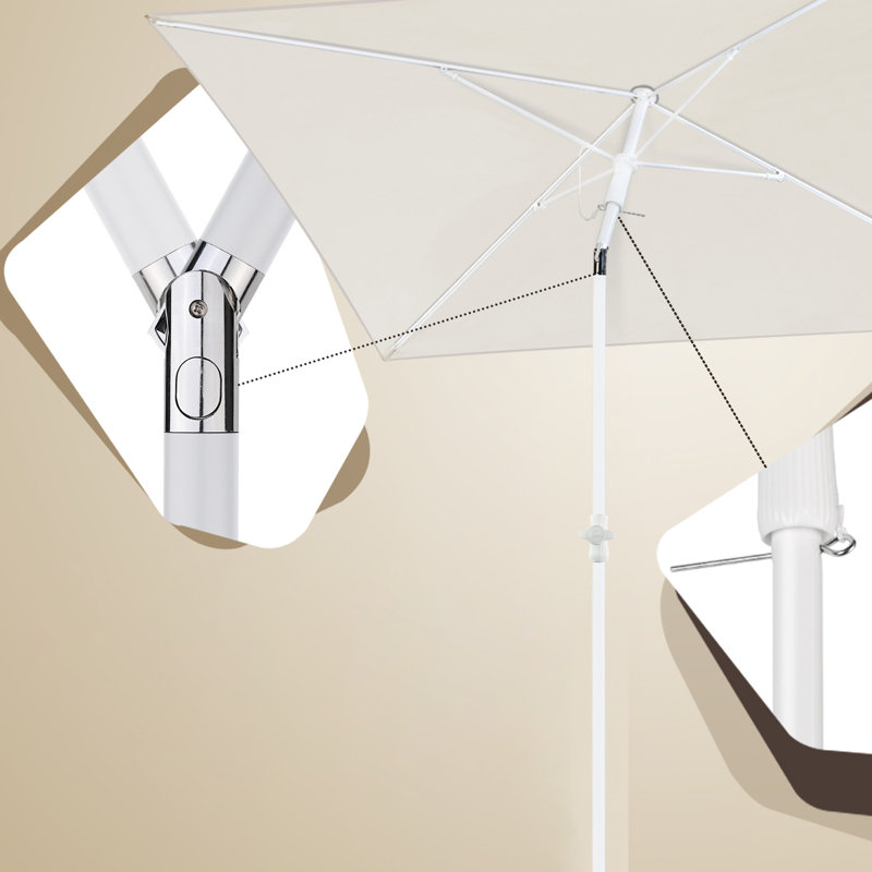 180cm X 125cm Rectangular Tilt Market Parasol, Cream