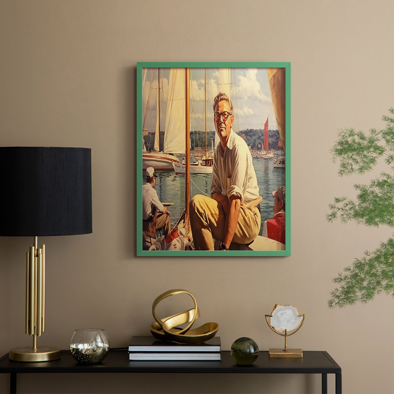 NAUTICAL Series DCIX, reproduction encadrée - bois massif, H 11 po x l 9 po, Vert