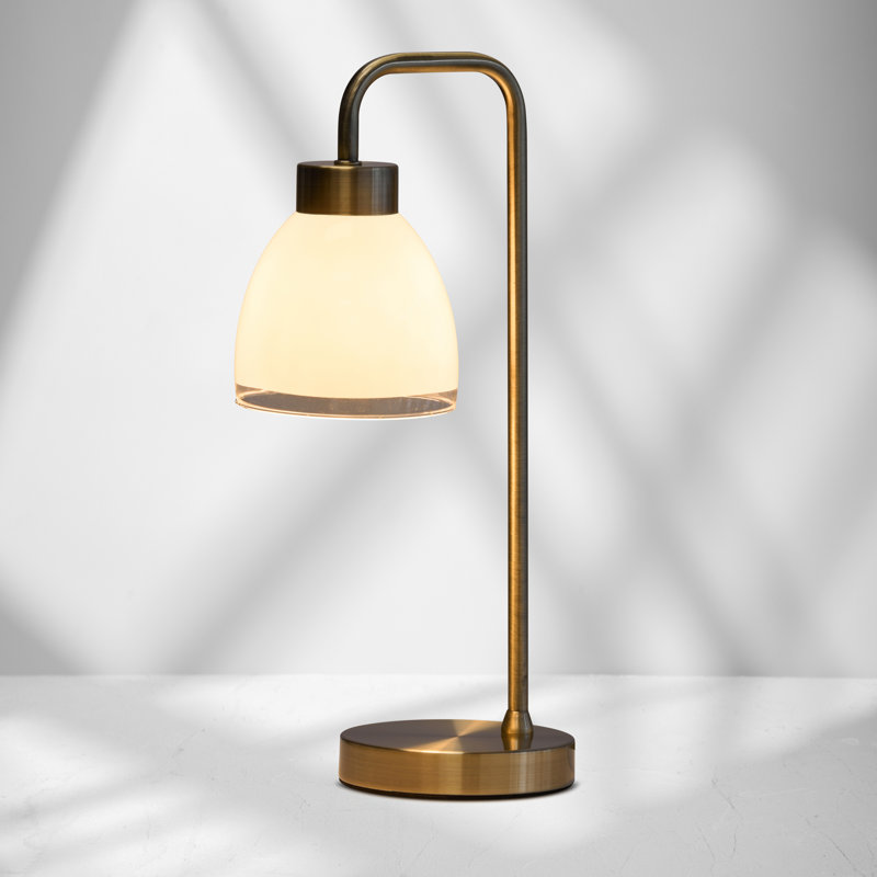 Alakai 41cm Desk Arch Metal Table Lamp with Glass Shade, Gold