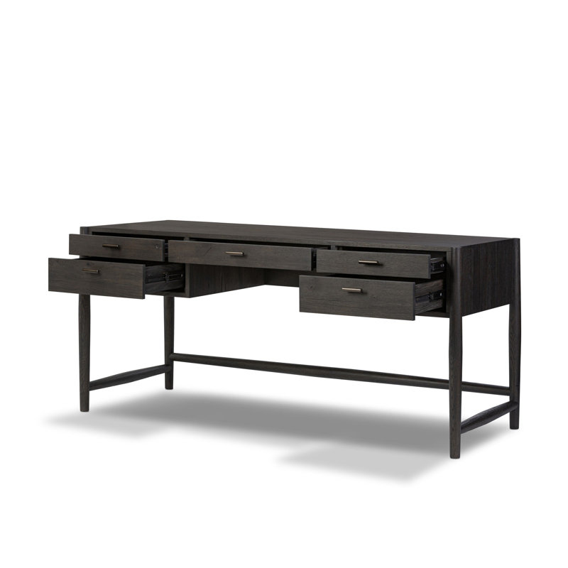 Cayenne Solid Wood Writing Desk, Smoked Black Oak