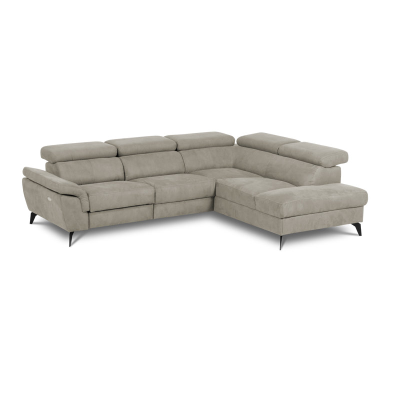 Mirano Imitating Leather Fabric Electric Reclining Corner Sectional, Beige, Right Hand Facing