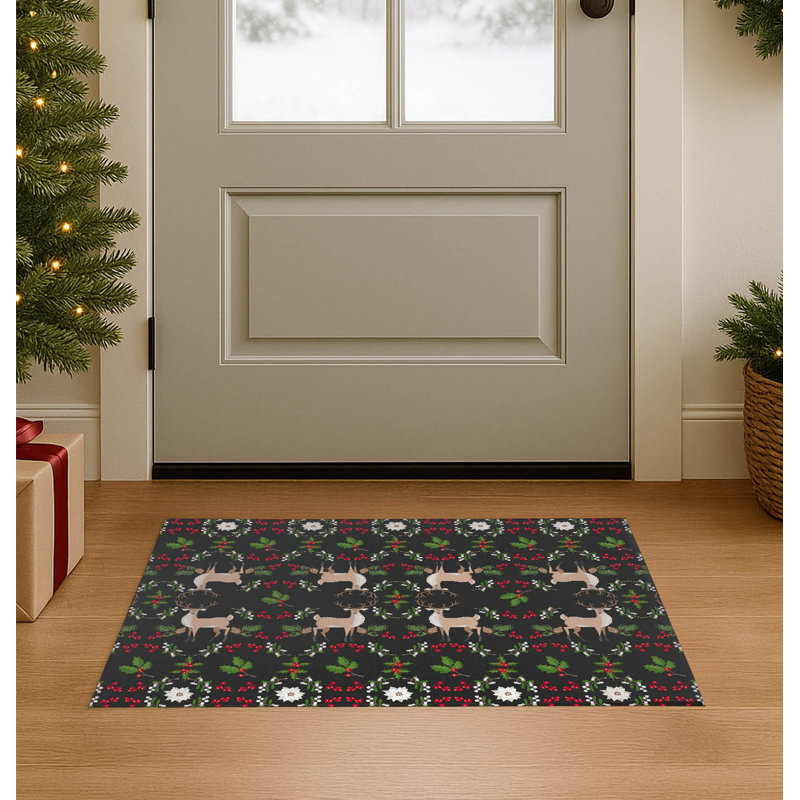 Paillasson d'intérieur Botanical Deer, Gris anthracite, L 60 po x L 84 po