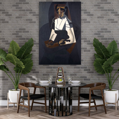 Woman With Mandolin, After Corot, 1916 Abstract Contemporary Wall Art Print by Juan Gris - 1 Piece Wrapped Canvas Wall Art