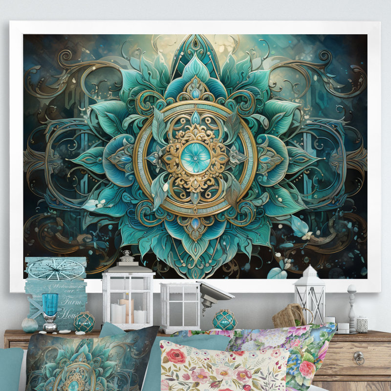 «Hinduisim Sacred Om Symbole» - Art mural sur toile de l'hindouisme, H 16 po x l 32 po x P 1 po, Cadre simple blanc