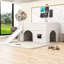 Lit mezzanine bas avec tablettes de rangement et glissoire-184224781