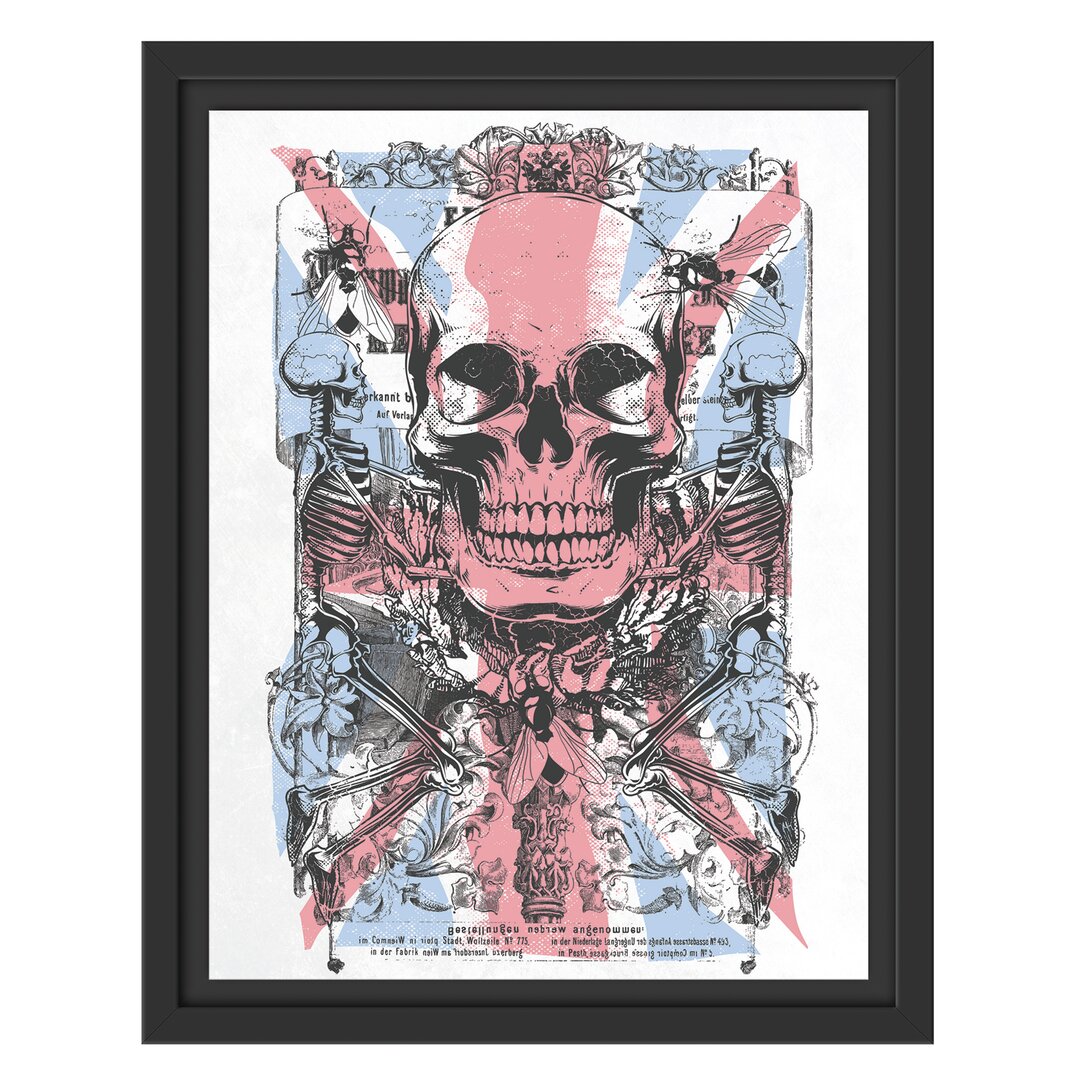 Gerahmtes Wandbild UK skull light