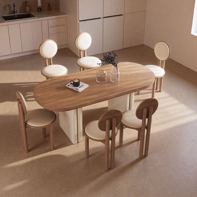 Table ovale en chêne crème French French, H 29,5 po x l 55,1 po x P 31,5 po, 7