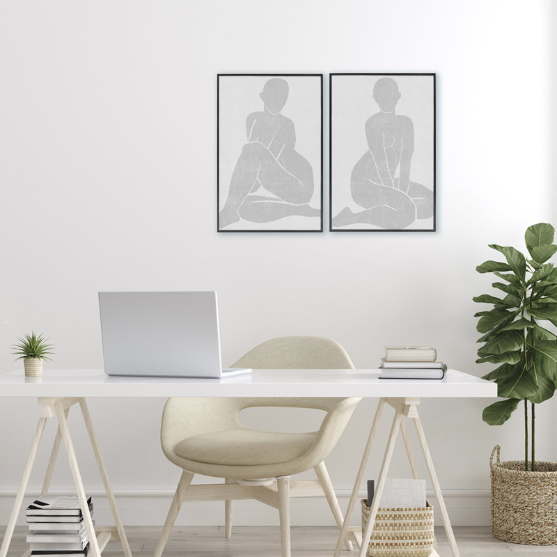 «Veiled Nude Silhouettes», ensemble de 2 giclées encadrées, design par Melissa Wang, H 18 po x l 24 po