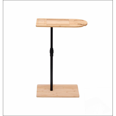 Couch Tray Table Bamboo Height Adjustable Side Table for Sofa C-shaped Oval End Tables with Slots for Bed & Chairs in Living Room & Bedroom (Oval + Rectangle)