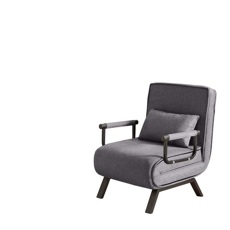 Convertible folding chair bed with 5-position adjustable backrest, comfy sleeper sofa for small spaces, light grey