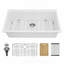 Évier de cuisine encastré de 84 cm (33 po) en composite de quartz blanc avec bonde arrière