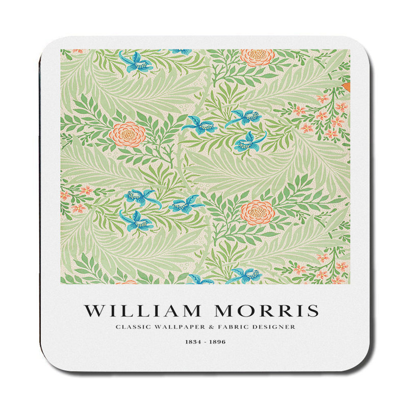 William Morris Placemat and Coaster Set Botanical Design With Wood Bottom Limited Edition