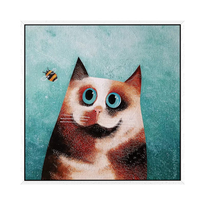 Bebe And Bee by Vicky Mount - Floater Frame Print on Canvas, White Framed Canvas, 66.04 cm H x 66.04 cm W
