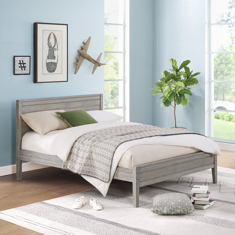 Windsor Full Bed with Headboard and Low Footboard, Driftwood Gray - Rustic Pine Wood Finish, Ideal for Kids Bedroom, Guest Room, Fits Standard Full-Size Mattress () - s: 57 in. W x 79 in. D x 39 in. H