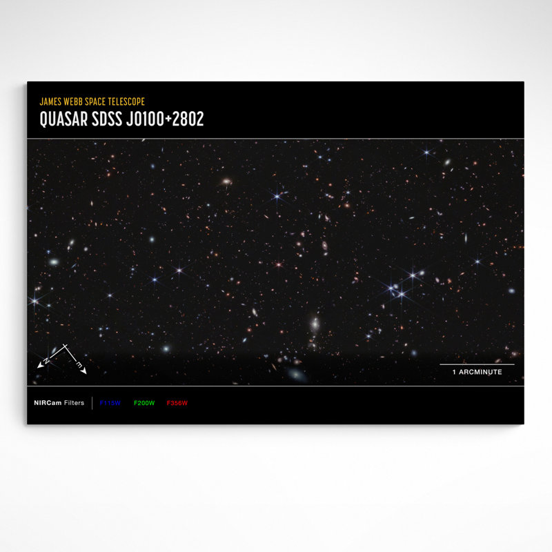 NASA James Webb Telescope - Quasar J0100+2802 Compass 1 Piece Wrapped Canvas and Closed Corner Frame Wall Art
