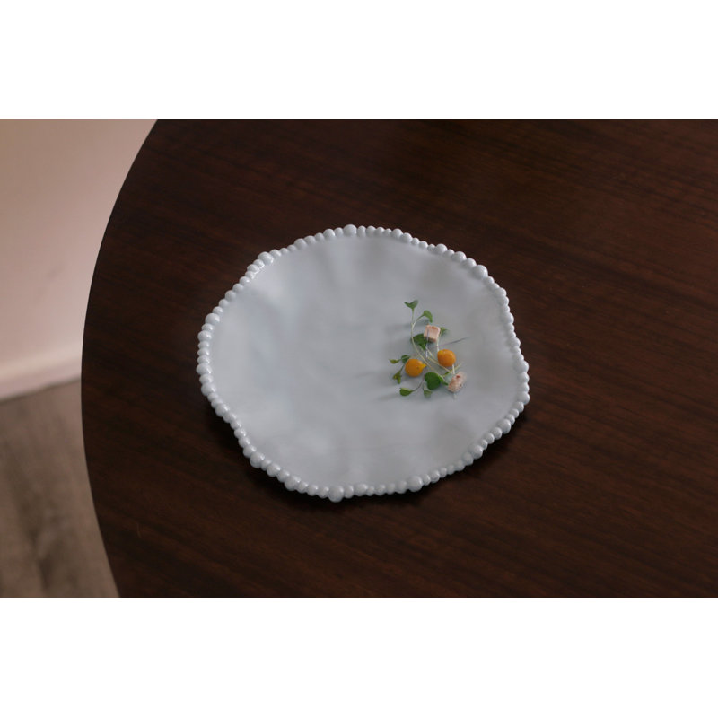 Blue Melamine Salad/Dessert Plates with Pearl Rim, Set of 4