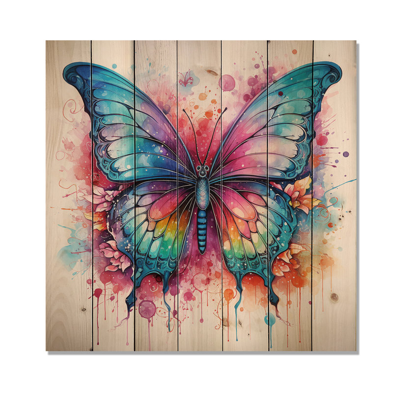 Papillon coloré I - insectes et insectes sur bois, H 30 po x l 30 po