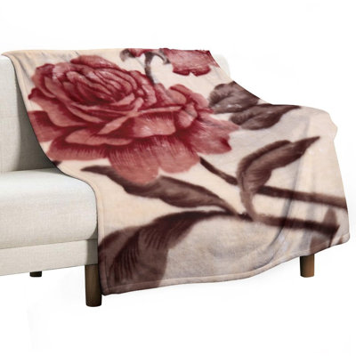 Jeté en flanelle de roses rouges et de luxe en flanelle, couverture douce et chaude pour le canapé-lit du salon
