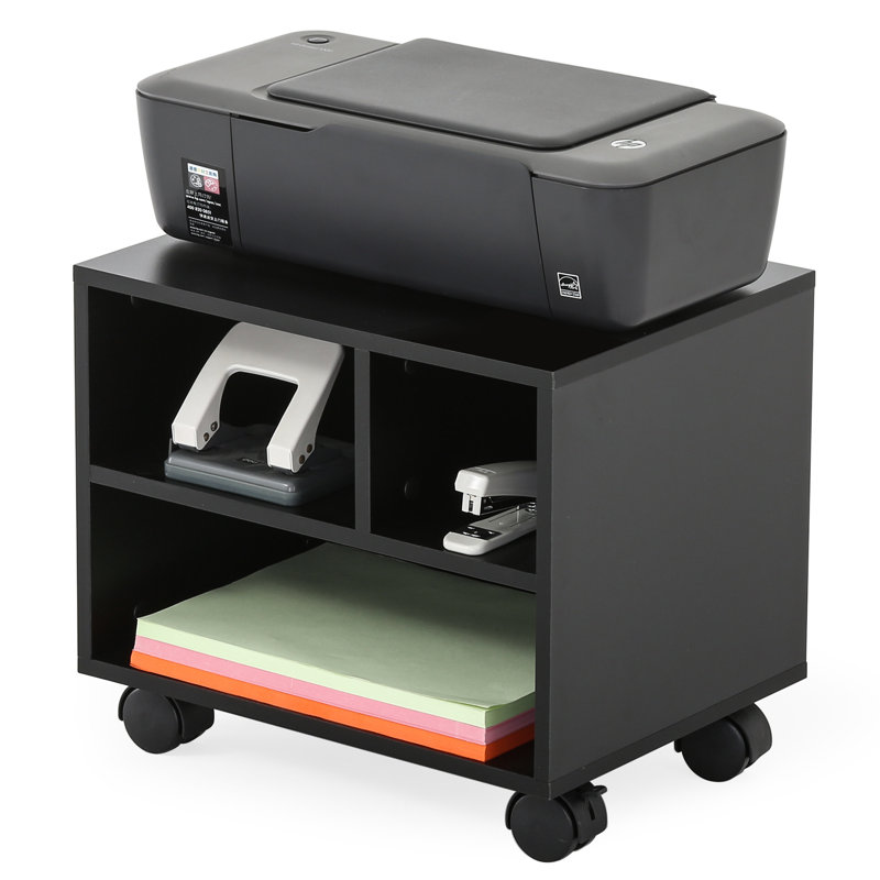 13.8'' H x 11.8'' W Printer Stand with Wheels, Matte Black