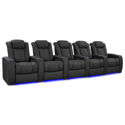 Upholstered Home Theater Seating with Cup Holder