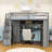 Full Wood Loft Bed with LED Light, Wardrobe, Desk and Shelves-803855237