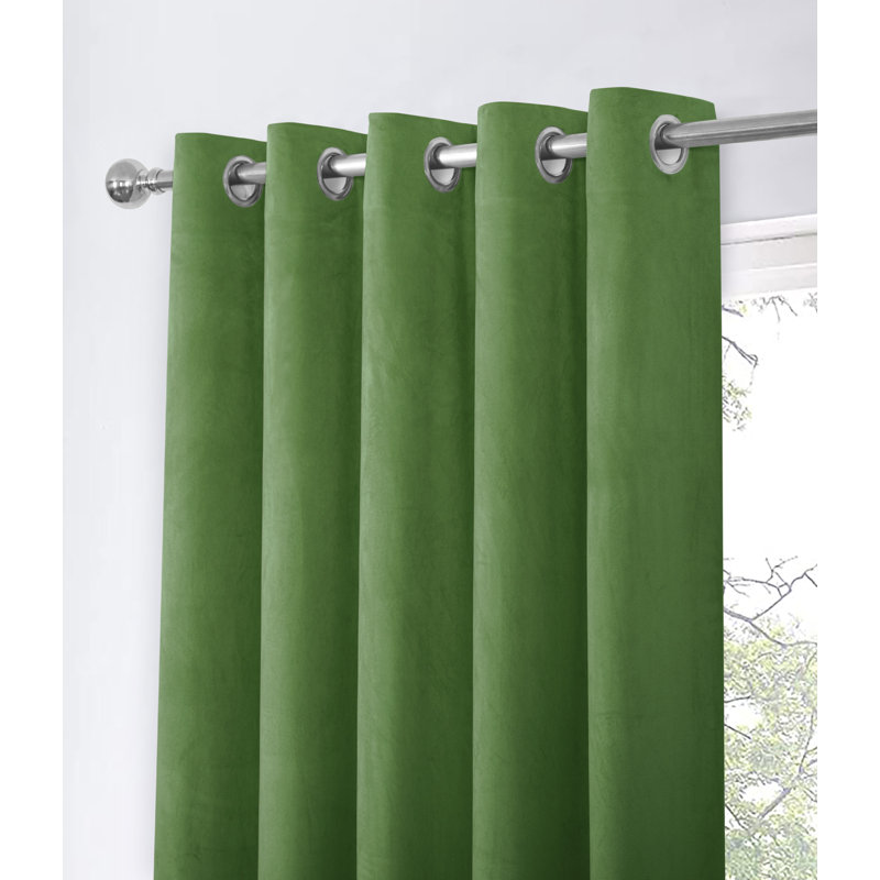 Latvina Eyelet Fully Lined Curtain, 114 W x 137 D cm, Olive