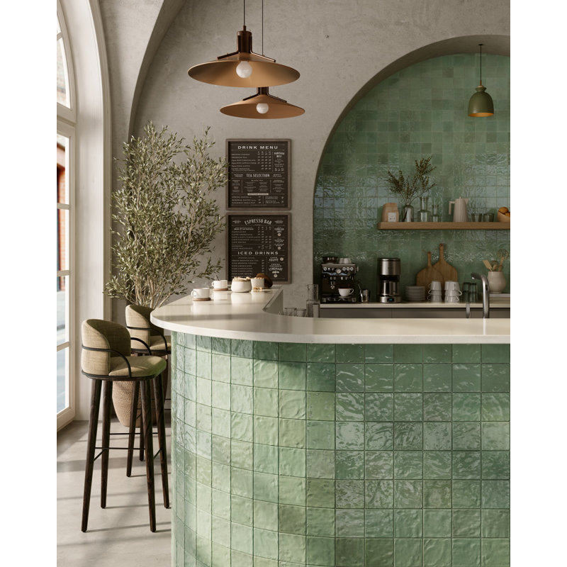 Carreau de céramique murale émaillée 4 po x 4 po Signature (12,8 pieds carrés / caisse), Jade