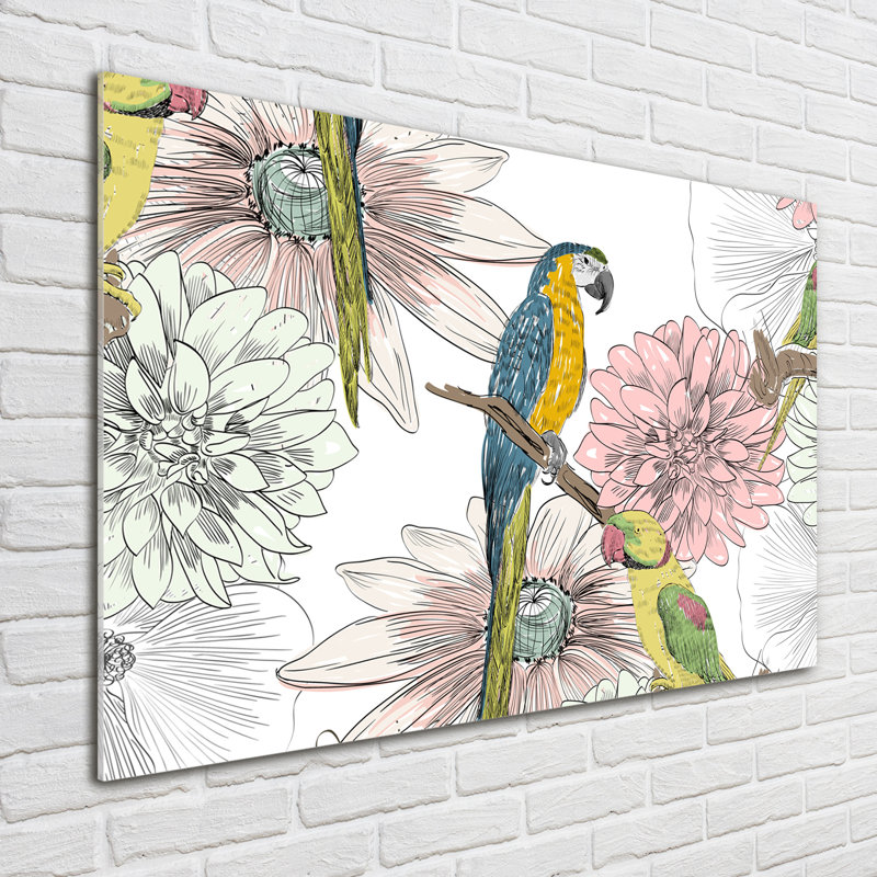 Parrots And Flowers - Print