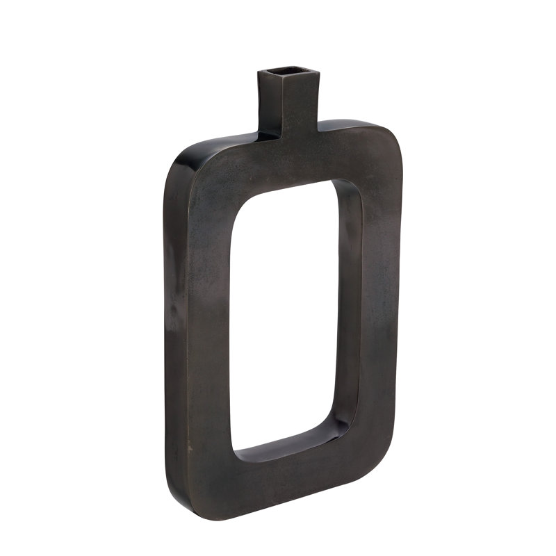 Vase en aluminium et métal avec cadre découpé, H 18 po x l 13 po x P 2 po, Noir