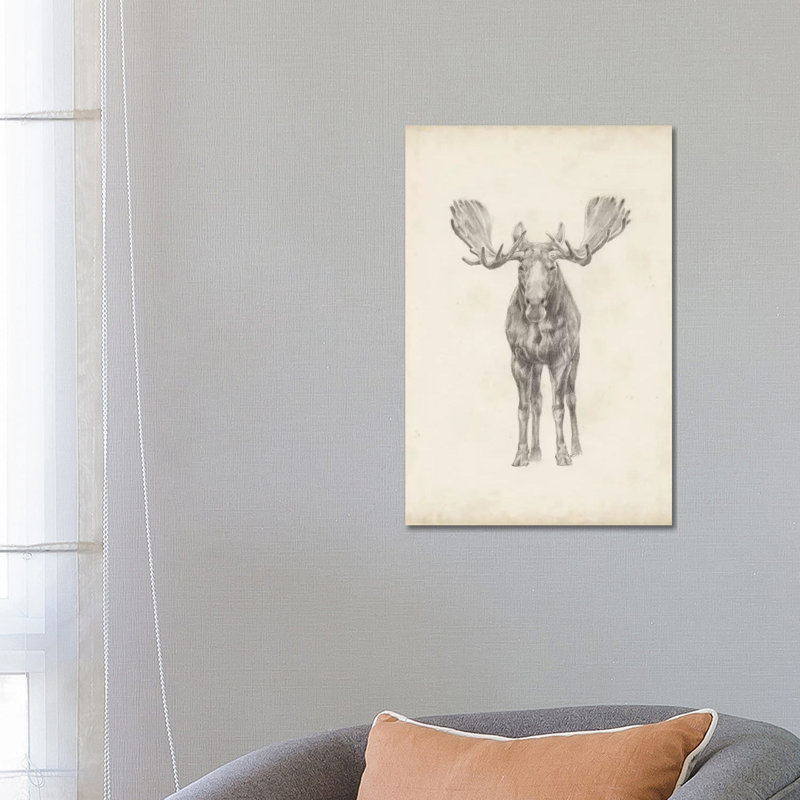 Moose Study by Ethan Harper - Wrapped Canvas Painting, 66.04 cm H x 45.72 cm W x 1.91 cm D