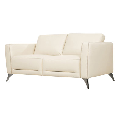 Causeuse à accoudoirs carrés en cuir véritable 58,6 po Malaga