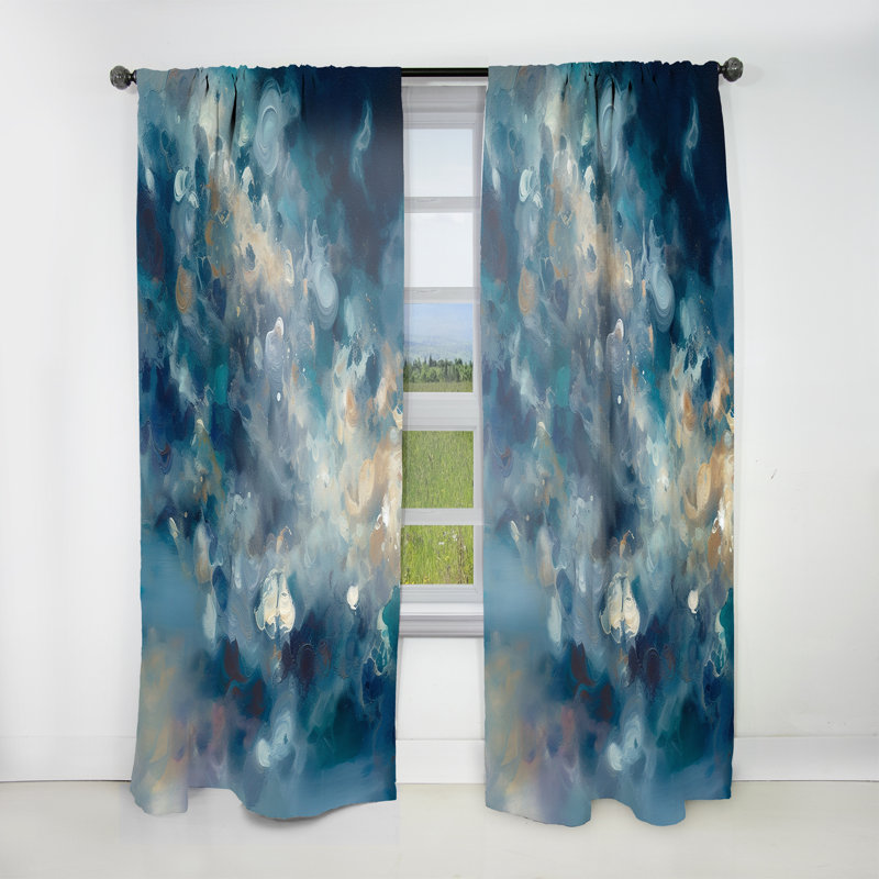 Deasia - Seascape Abstract Painting I - Liquid ink Curtain - Velvet Room Darkening - 1 panel, 52" W x 90" L
