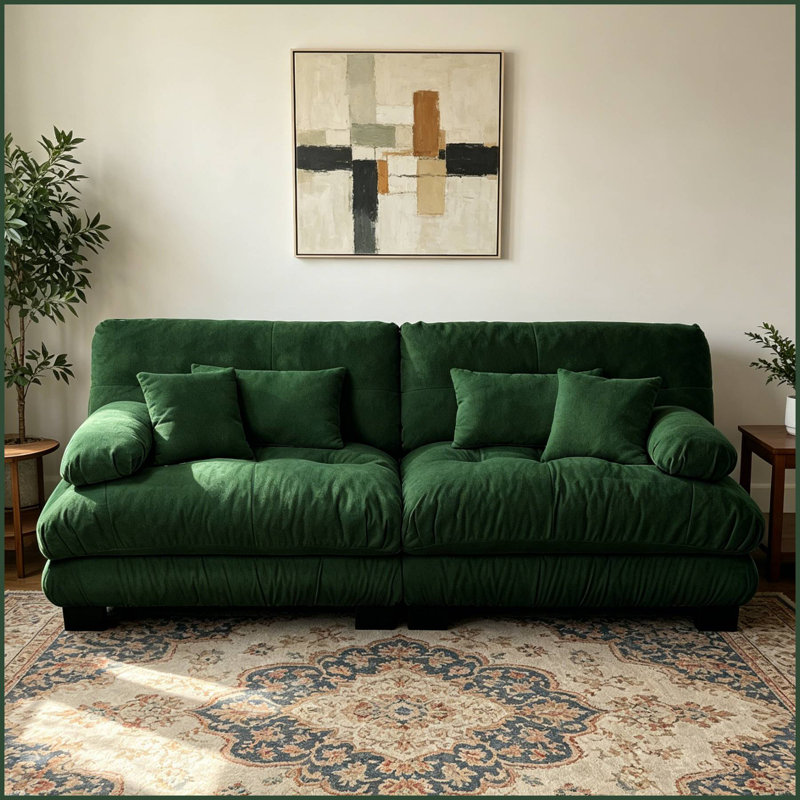 Canapé modulaire capitonné en chenille pour salon, Vert
