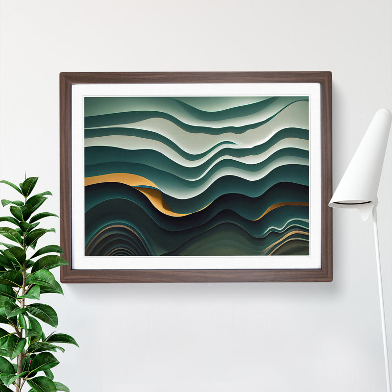 Flashy Modern Abstract - Single Picture Frame Print, 25cm H x 34cm W x 2cm D, Walnut