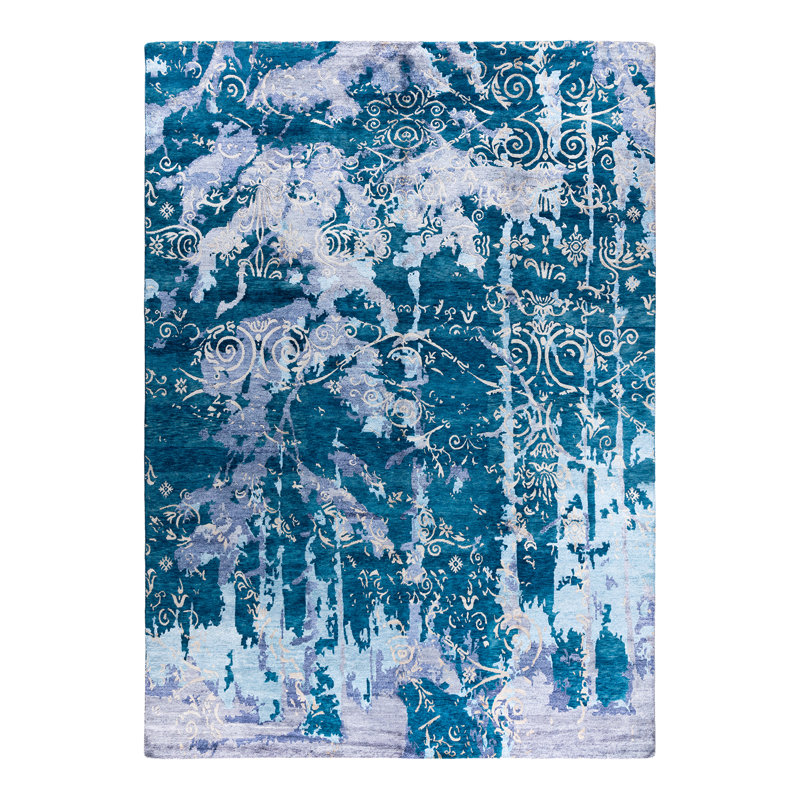 Overdyed One-of-a-Kind Rectangle 9'1" X 12'2" Hand Knotted Area Rug