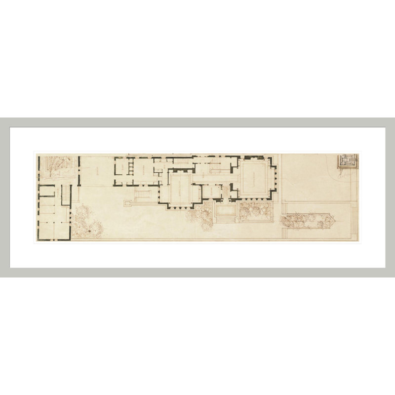 «Heller House» par Frank Lloyd Wright - estampe numérique encadrée, H 16,77 po x l 41,5 po