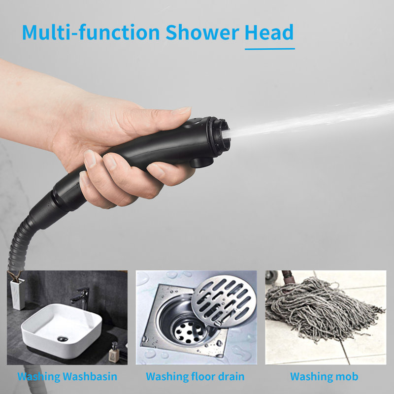 High Pressure Handheld Shower Head With Pause Switch And Hose, Black