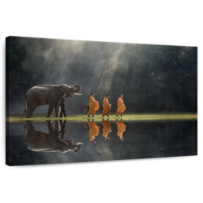 Adella Buddhist Monks And Elephant