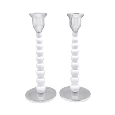 Pearled Aluminum Tabletop Candlestick