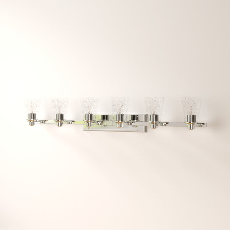 Avon Chrome 6-Light Bath Vanity with Clear Seedy Glass Shade